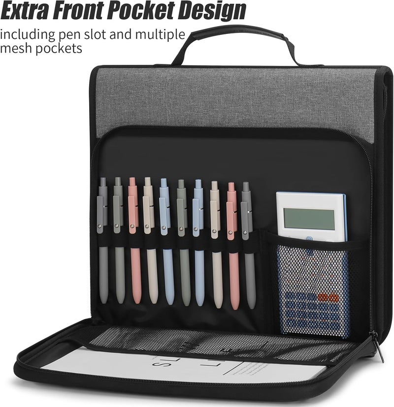 Uquelic Accordion File Organizer Binder with Multi Pockets, Expanding File Folders with 13 Pockets, Handle and Labels, Portable Home Travel Safe Storage for Letter A4 Files and More (Grey) - Image 3